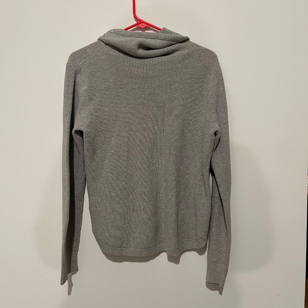 LAUREN RALPH LAUREN 100% Cotton Gray Waffle Knit Cowl Neck Sweater, Size Large - Picture 3 of 7
